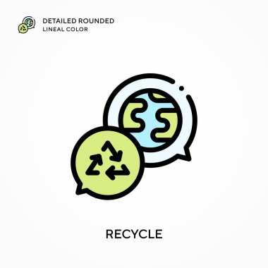 Ayrıntılı yuvarlak çizgi rengini geri dönüştür. Modern vektör illüstrasyon kavramları. Düzenlemesi ve kişiselleştirmesi kolay.