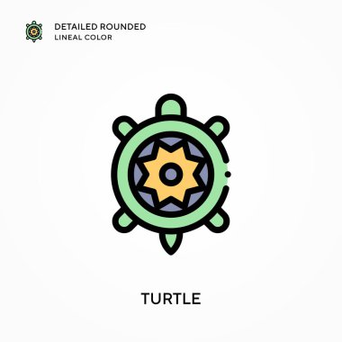 Kaplumbağa ayrıntılı yuvarlak çizgisel renk. Modern vektör illüstrasyon kavramları. Düzenlemesi ve kişiselleştirmesi kolay.