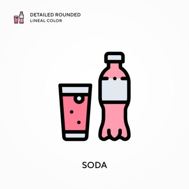 Soda ayrıntılı yuvarlak çizgisel renk. Modern vektör illüstrasyon kavramları. Düzenlemesi ve kişiselleştirmesi kolay.
