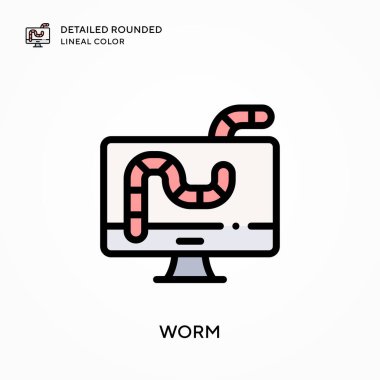 Solucan ayrıntılı yuvarlak çizgisel renk. Modern vektör illüstrasyon kavramları. Düzenlemesi ve kişiselleştirmesi kolay.