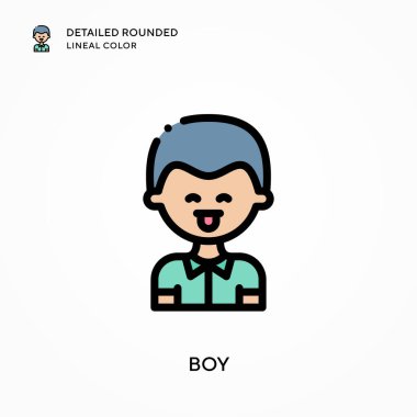 Oğlan yuvarlak çizgi rengini detaylandırdı. Modern vektör illüstrasyon kavramları. Düzenlemesi ve kişiselleştirmesi kolay.