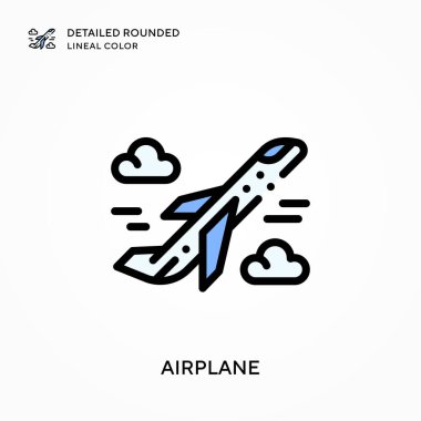 Uçak yuvarlak çizgi rengini detaylandırdı. Modern vektör illüstrasyon kavramları. Düzenlemesi ve kişiselleştirmesi kolay.