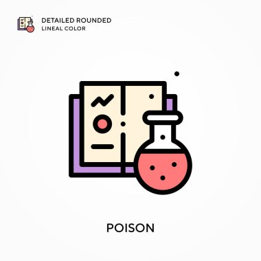 Zehirli ayrıntılı yuvarlak çizgisel renk. Modern vektör illüstrasyon kavramları. Düzenlemesi ve kişiselleştirmesi kolay.