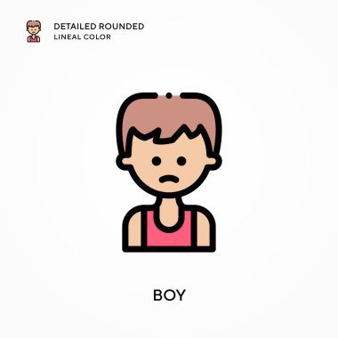 Oğlan yuvarlak çizgi rengini detaylandırdı. Modern vektör illüstrasyon kavramları. Düzenlemesi ve kişiselleştirmesi kolay.
