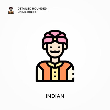 Kızılderili ayrıntılı yuvarlak çizgisel renk. Modern vektör illüstrasyon kavramları. Düzenlemesi ve kişiselleştirmesi kolay.