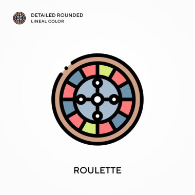 Rulet ayrıntılı yuvarlak çizgisel renk. Modern vektör illüstrasyon kavramları. Düzenlemesi ve kişiselleştirmesi kolay.