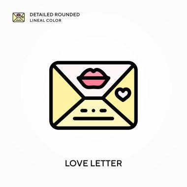 Aşk mektubu yuvarlak çizgi rengini detaylandırdı. Modern vektör illüstrasyon kavramları. Düzenlemesi ve kişiselleştirmesi kolay.