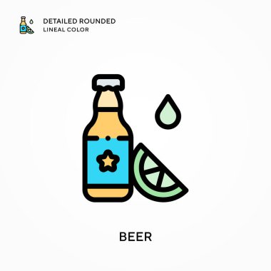 Bira detaylı yuvarlak çizgisel renk. Modern vektör illüstrasyon kavramları. Düzenlemesi ve kişiselleştirmesi kolay.