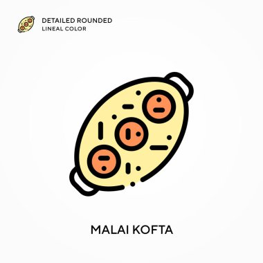 Malai Kofta ayrıntılı yuvarlak çizgisel renk. Modern vektör illüstrasyon kavramları. Düzenlemesi ve kişiselleştirmesi kolay.