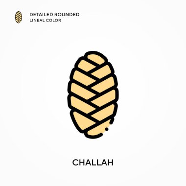 Challah yuvarlak çizgisel renkleri detaylandırdı. Modern vektör illüstrasyon kavramları. Düzenlemesi ve kişiselleştirmesi kolay.
