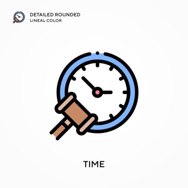 Zaman detaylı yuvarlak çizgisel renk. Modern vektör illüstrasyon kavramları. Düzenlemesi ve kişiselleştirmesi kolay.