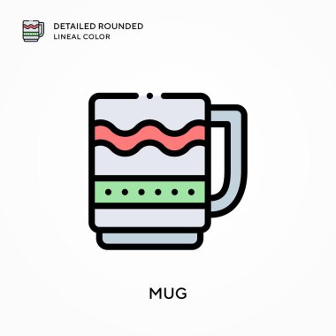 Kupa detaylı yuvarlak çizgisel renk. Modern vektör illüstrasyon kavramları. Düzenlemesi ve kişiselleştirmesi kolay.