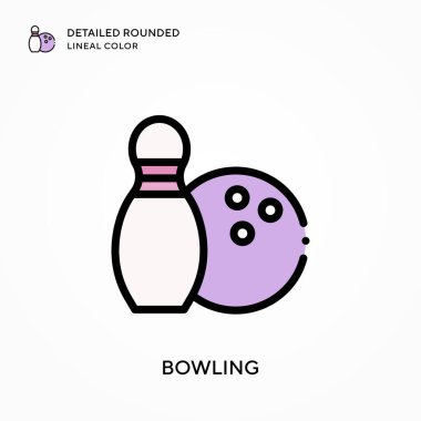 Bowling detaylı yuvarlak çizgisel renk. Modern vektör illüstrasyon kavramları. Düzenlemesi ve kişiselleştirmesi kolay.