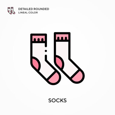 Çoraplar yuvarlak çizgili renkler. Modern vektör illüstrasyon kavramları. Düzenlemesi ve kişiselleştirmesi kolay.