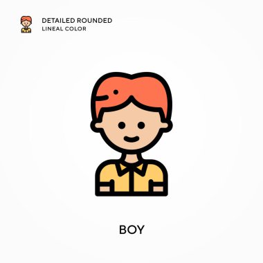 Oğlan yuvarlak çizgi rengini detaylandırdı. Modern vektör illüstrasyon kavramları. Düzenlemesi ve kişiselleştirmesi kolay.