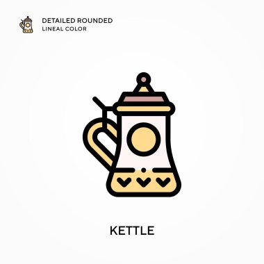 Kettle detaylı yuvarlak çizgi rengi. Modern vektör illüstrasyon kavramları. Düzenlemesi ve kişiselleştirmesi kolay.