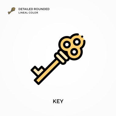 Anahtar detaylandırılmış yuvarlak çizgi rengi. Modern vektör illüstrasyon kavramları. Düzenlemesi ve kişiselleştirmesi kolay.