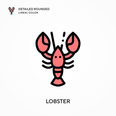 Istakoz yuvarlak doğrusal renkte detaylı. Modern vektör illüstrasyon kavramları. Düzenlemesi ve kişiselleştirmesi kolay.