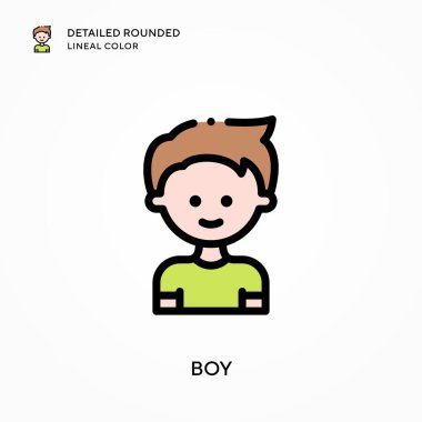 Oğlan yuvarlak çizgi rengini detaylandırdı. Modern vektör illüstrasyon kavramları. Düzenlemesi ve kişiselleştirmesi kolay.