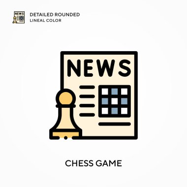 Satranç oyunu yuvarlak çizgi rengini detaylandırdı. Modern vektör illüstrasyon kavramları. Düzenlemesi ve kişiselleştirmesi kolay.