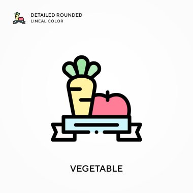 Sebze detaylı yuvarlak çizgisel renk. Modern vektör illüstrasyon kavramları. Düzenlemesi ve kişiselleştirmesi kolay.
