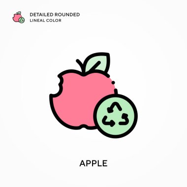 Apple ayrıntılı yuvarlak çizgisel renk. Modern vektör illüstrasyon kavramları. Düzenlemesi ve kişiselleştirmesi kolay.