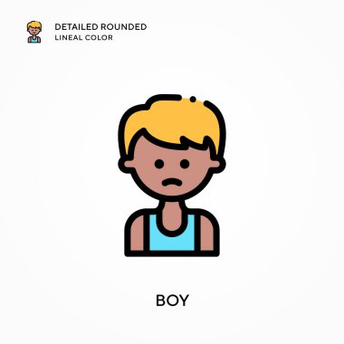 Oğlan yuvarlak çizgi rengini detaylandırdı. Modern vektör illüstrasyon kavramları. Düzenlemesi ve kişiselleştirmesi kolay.