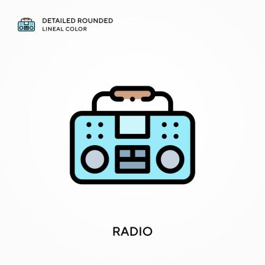 Radyo ayrıntılı yuvarlak çizgisel renk. Modern vektör illüstrasyon kavramları. Düzenlemesi ve kişiselleştirmesi kolay.