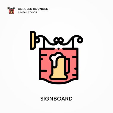 İmza tahtası yuvarlak çizgi rengini detaylandırdı. Modern vektör illüstrasyon kavramları. Düzenlemesi ve kişiselleştirmesi kolay.