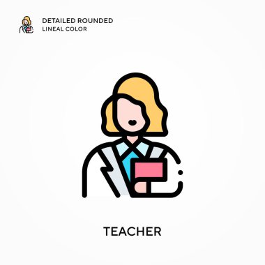 Öğretmen yuvarlak çizgi rengini detaylandırdı. Modern vektör illüstrasyon kavramları. Düzenlemesi ve kişiselleştirmesi kolay.