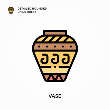 Vazo detaylı yuvarlak çizgisel renk. Modern vektör illüstrasyon kavramları. Düzenlemesi ve kişiselleştirmesi kolay.