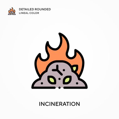 Yakma işleminin ayrıntılı yuvarlak çizgisel rengi. Modern vektör illüstrasyon kavramları. Düzenlemesi ve kişiselleştirmesi kolay.