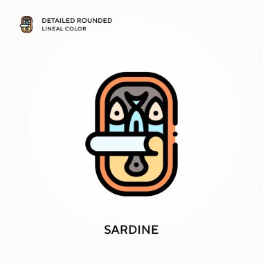Sardalya ayrıntılı yuvarlak çizgisel renk. Modern vektör illüstrasyon kavramları. Düzenlemesi ve kişiselleştirmesi kolay.