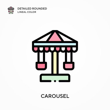 Atlıkarınca ayrıntılı yuvarlak çizgisel renk. Modern vektör illüstrasyon kavramları. Düzenlemesi ve kişiselleştirmesi kolay.