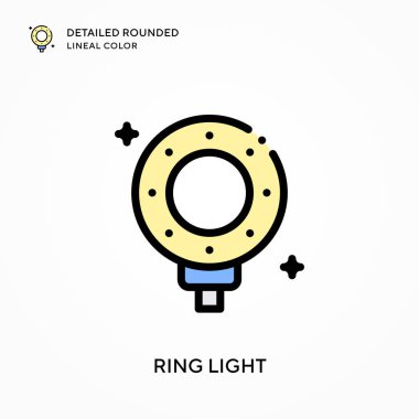 Yüzük ışığı yuvarlak çizgi rengini detaylı olarak açıklar. Modern vektör illüstrasyon kavramları. Düzenlemesi ve kişiselleştirmesi kolay.