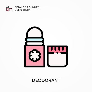 Deodorant yuvarlak renkte. Modern vektör illüstrasyon kavramları. Düzenlemesi ve kişiselleştirmesi kolay.