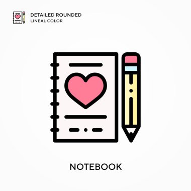 Defter yuvarlak çizgi rengini detaylandırdı. Modern vektör illüstrasyon kavramları. Düzenlemesi ve kişiselleştirmesi kolay.