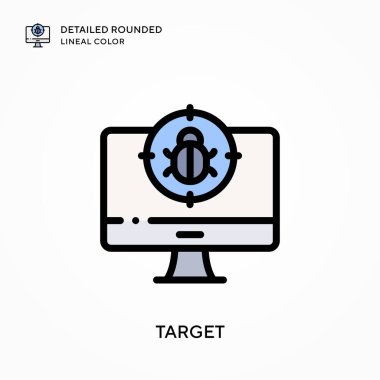 Hedef ayrıntılı yuvarlak çizgisel renk. Modern vektör illüstrasyon kavramları. Düzenlemesi ve kişiselleştirmesi kolay.