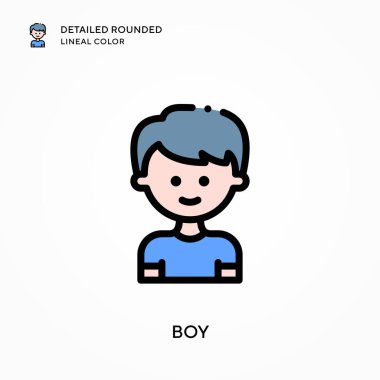 Oğlan yuvarlak çizgi rengini detaylandırdı. Modern vektör illüstrasyon kavramları. Düzenlemesi ve kişiselleştirmesi kolay.
