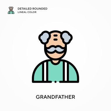 Büyükbabam yuvarlak çizgisel renkleri detaylıca anlattı. Modern vektör illüstrasyon kavramları. Düzenlemesi ve kişiselleştirmesi kolay.