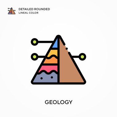 Jeoloji ayrıntılı yuvarlak doğrusal renk. Modern vektör illüstrasyon kavramları. Düzenlemesi ve kişiselleştirmesi kolay.