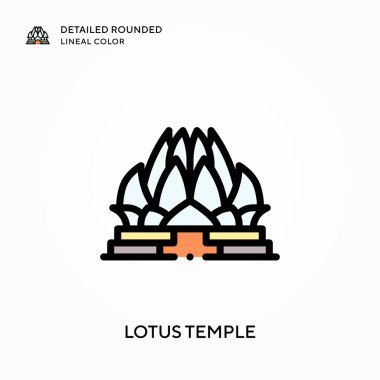 Lotus tapınağı yuvarlak çizgisel renkleri detaylandırdı. Modern vektör illüstrasyon kavramları. Düzenlemesi ve kişiselleştirmesi kolay.