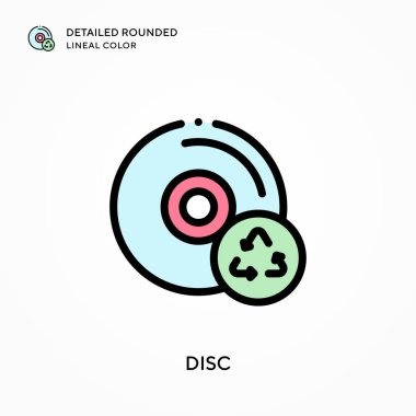 Disk detaylı yuvarlak doğrusal renk. Modern vektör illüstrasyon kavramları. Düzenlemesi ve kişiselleştirmesi kolay.
