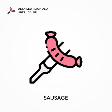 Sosis ayrıntılı yuvarlak çizgisel renk. Modern vektör illüstrasyon kavramları. Düzenlemesi ve kişiselleştirmesi kolay.