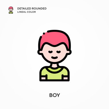 Oğlan yuvarlak çizgi rengini detaylandırdı. Modern vektör illüstrasyon kavramları. Düzenlemesi ve kişiselleştirmesi kolay.