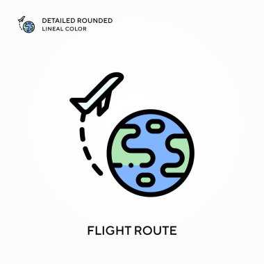 Uçuş güzergahı yuvarlak çizgi rengini detaylandırdı. Modern vektör illüstrasyon kavramları. Düzenlemesi ve kişiselleştirmesi kolay.