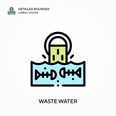 Atık su, yuvarlak çizgisel renkleri detaylandırır. Modern vektör illüstrasyon kavramları. Düzenlemesi ve kişiselleştirmesi kolay.