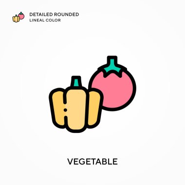 Sebze detaylı yuvarlak çizgisel renk. Modern vektör illüstrasyon kavramları. Düzenlemesi ve kişiselleştirmesi kolay.