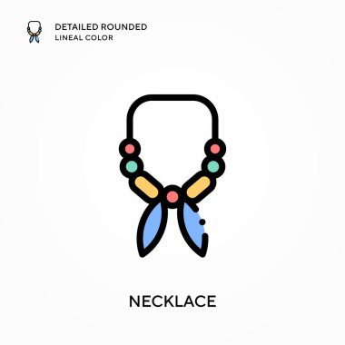 Kolye detaylı yuvarlak çizgisel renk. Modern vektör illüstrasyon kavramları. Düzenlemesi ve kişiselleştirmesi kolay.