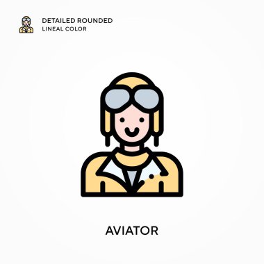 Havacı yuvarlak çizgi rengini detaylı olarak açıkladı. Modern vektör illüstrasyon kavramları. Düzenlemesi ve kişiselleştirmesi kolay.